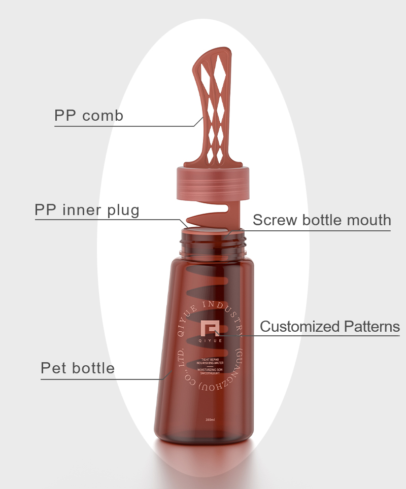 hair comb oil dispenser bottle with comb cap pet cosmetic 280ml NK399