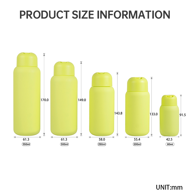 cosmetic lotion green bottle packaging HDPE plastic with cap 80/200/250/300/350ml N372C115