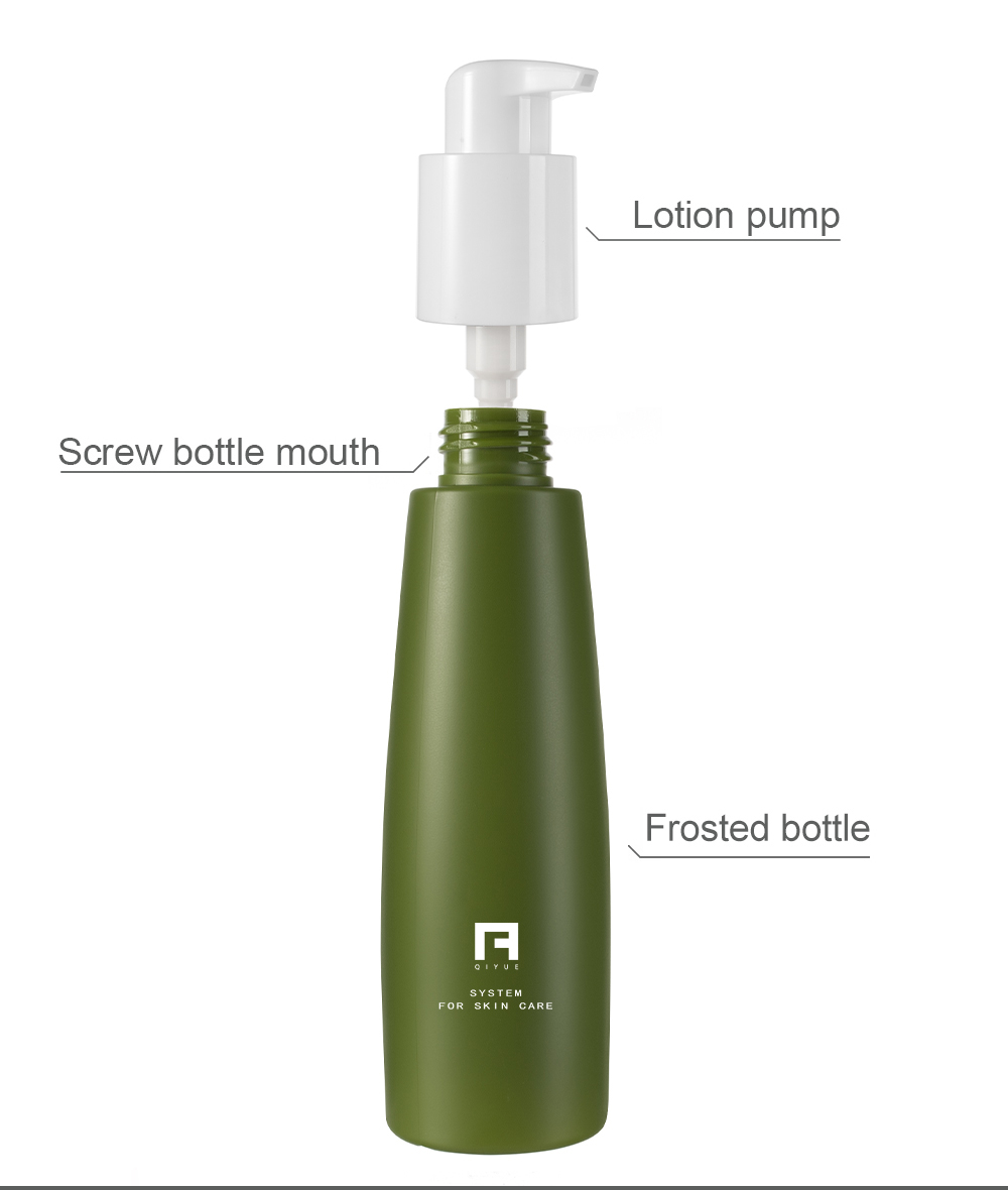 100ml green frosted lotion bottle with pump and screw mouth N25P44